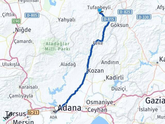 Hanyeri Yüreğir Otogarı Arası Kaç Km - Yol Tarifi