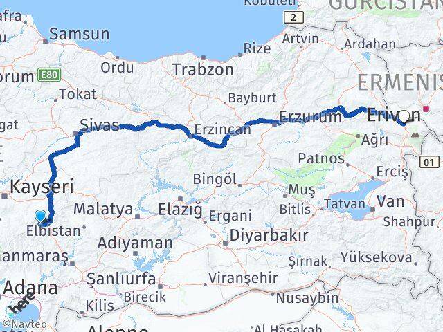 Adana Tufanbeyli Iğdır Arası Kaç Km - Yol Haritası