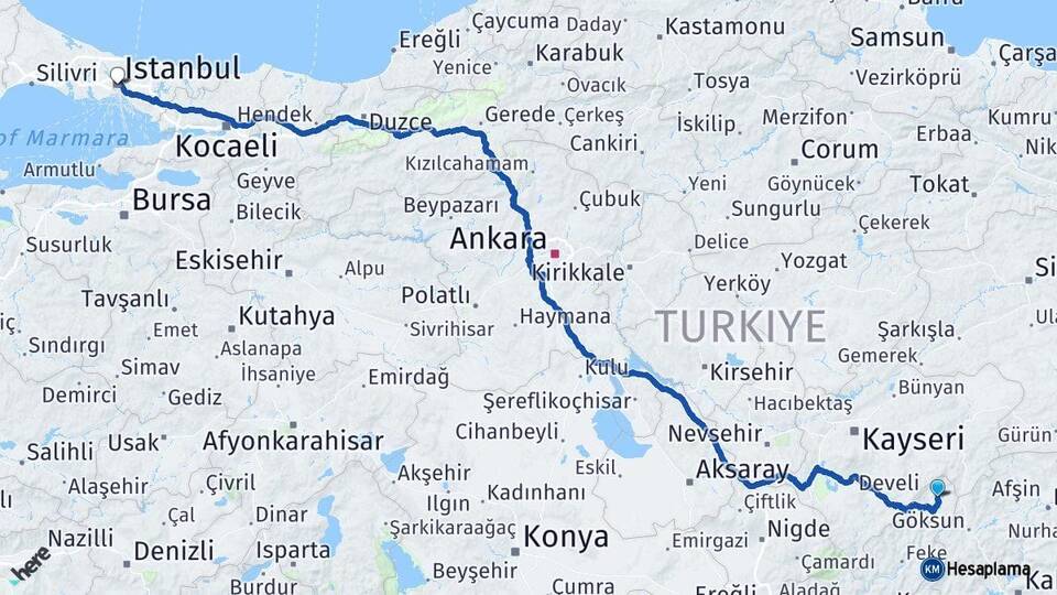 Adana Tufanbeyli İstanbul Arası Kaç Km - Yol Haritası