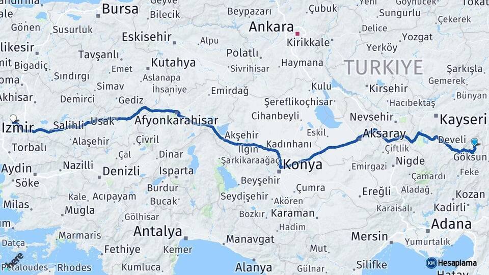 Adana Tufanbeyli Manisa Arası Kaç Km - Yol Haritası