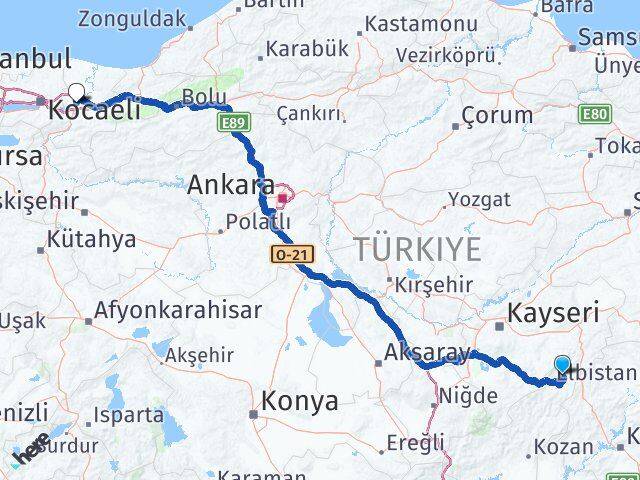 Adana Tufanbeyli Sakarya Arası Kaç Km - Yol Haritası