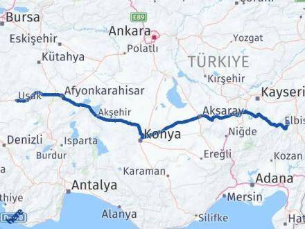 Adana Tufanbeyli Uşak Arası Kaç Km - Yol Haritası