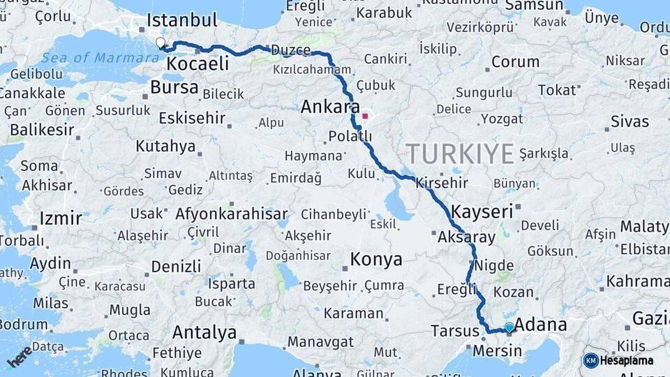 Adana Tuzla İstanbul Arası Kaç Km - Yol Haritası