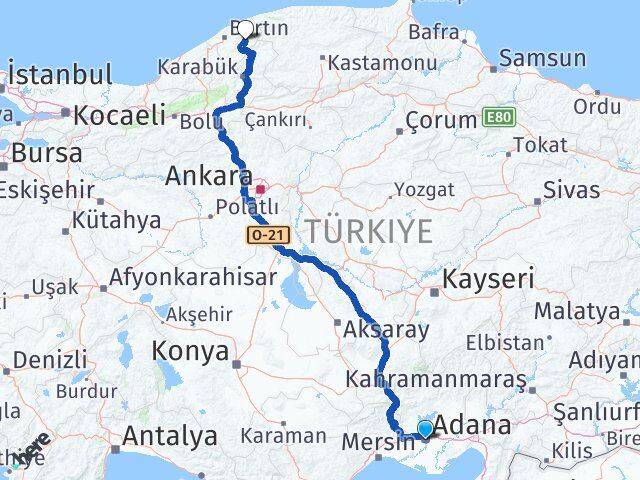 Adana Ulus Bartın Arası Kaç Km - Yol Haritası
