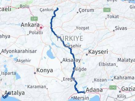 Adana Yapraklı Çankırı Arası Kaç Km - Yol Haritası