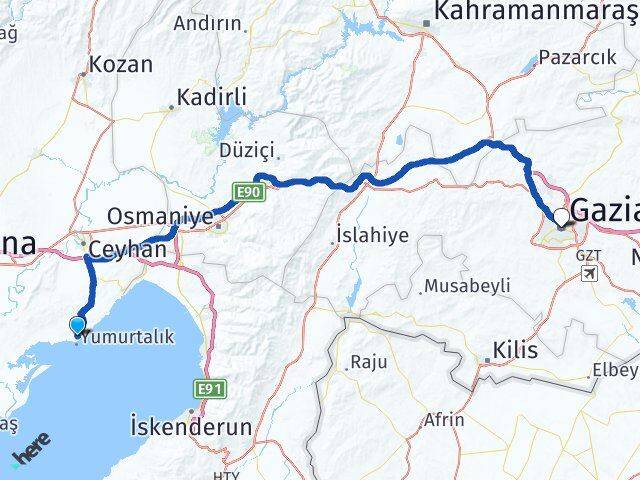 Akdeniz Gaziantep Arası Kaç Km - Yol Tarifi