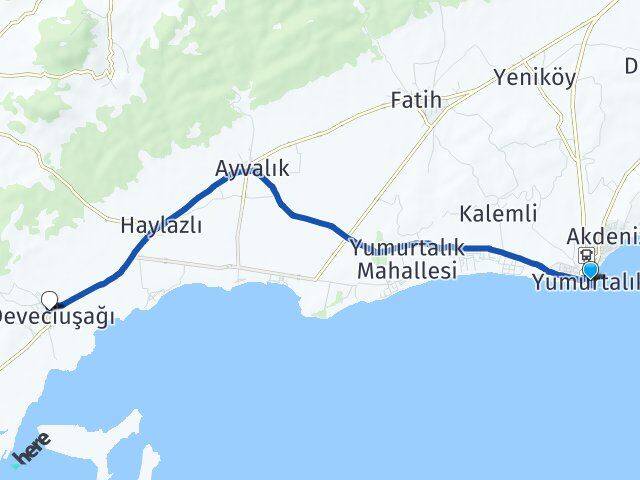 Adana Yumurtalık Deveciuşağı Yumurtalık Arası Kaç Km - Yol Haritası