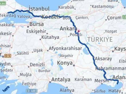Adana Yumurtalık Tekirdağ Arası Kaç Km - Yol Haritası