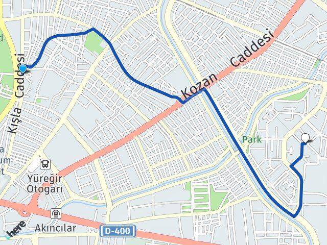 Adana Yüreğir Atakent Yüreğir Arası Kaç Km - Yol Haritası