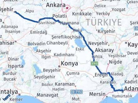 Yüreğir Eskişehir Arası Kaç Km - Yol Tarifi