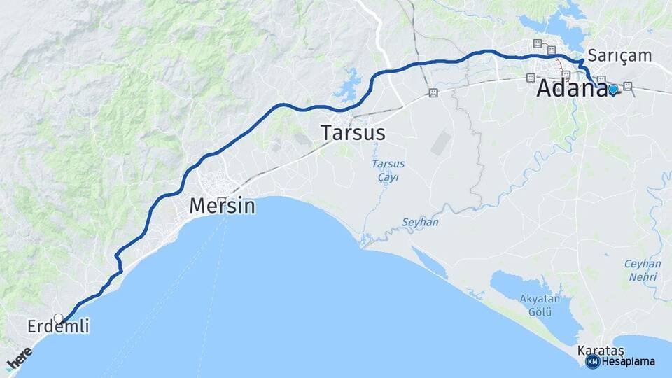 İncirlik Cumhuriyet Erdemli Arası Kaç Km - Yol Tarifi