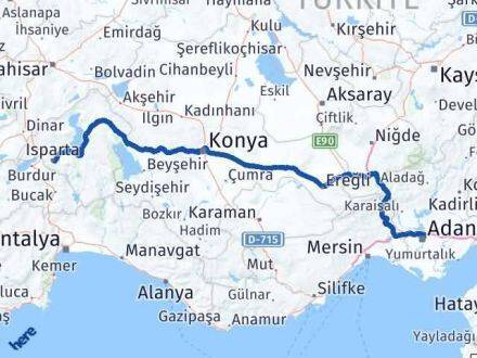 Yüreğir Isparta Arası Kaç Km - Yol Tarifi
