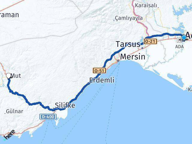 Yamaçlı Mut Arası Kaç Km - Yol Tarifi