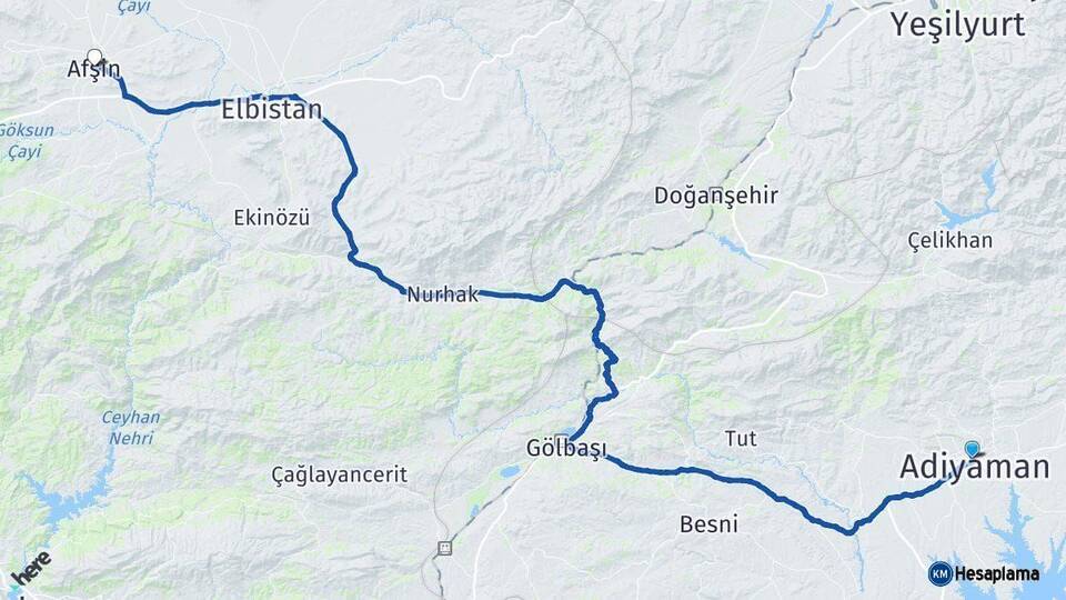 Adıyaman Afşin Kahramanmaraş Arası Kaç Km - Yol Haritası