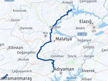 Adıyaman Ağın Elazığ Arası Kaç Km - Yol Haritası