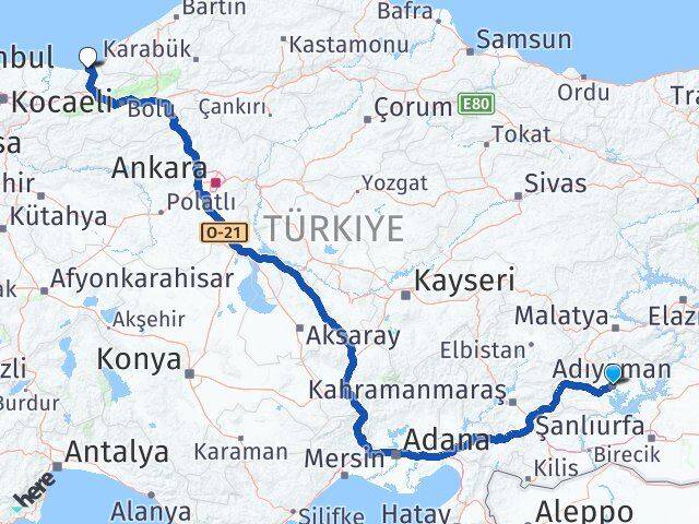 Adıyaman Akçakoca Düzce Arası Kaç Km - Yol Haritası