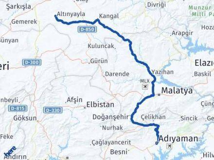 Adıyaman Altınyayla Sivas Arası Kaç Km - Yol Haritası