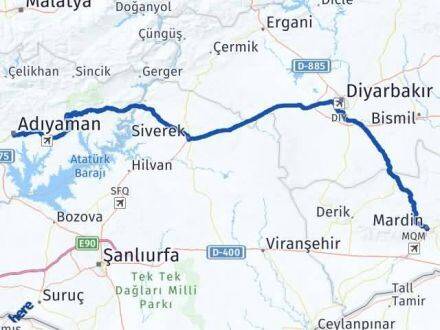 Adıyaman Artuklu Mardin Arası Kaç Km - Yol Haritası