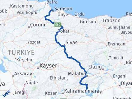 Adıyaman Atakum Samsun Arası Kaç Km - Yol Haritası