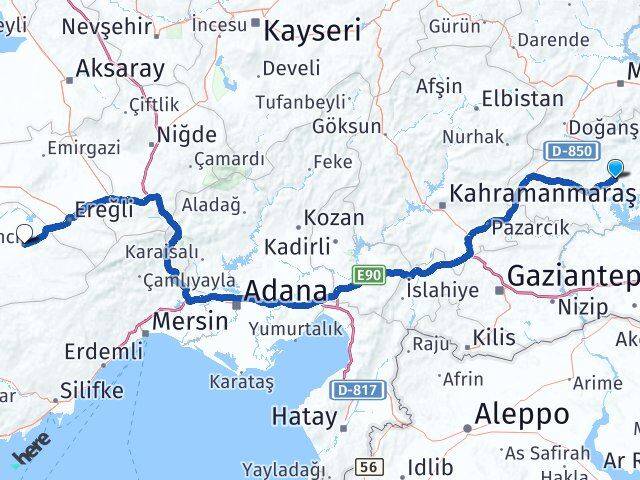 Adıyaman Ayrancı Karaman Arası Kaç Km - Yol Haritası