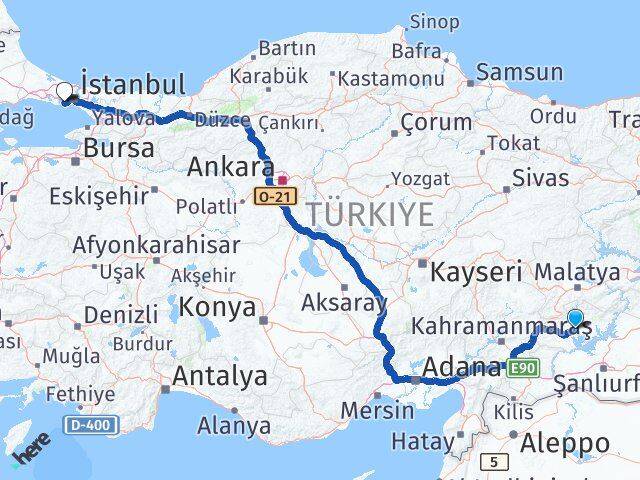 Adıyaman Bahçelievler İstanbul Arası Kaç Km - Yol Haritası