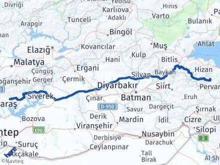 Adıyaman Bahçesaray Van Arası Kaç Km - Yol Haritası