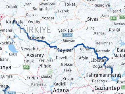 Adıyaman Bahşili Kırıkkale Arası Kaç Km - Yol Haritası
