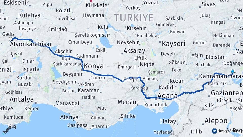 Adıyaman Banaz Uşak Arası Kaç Km - Yol Haritası