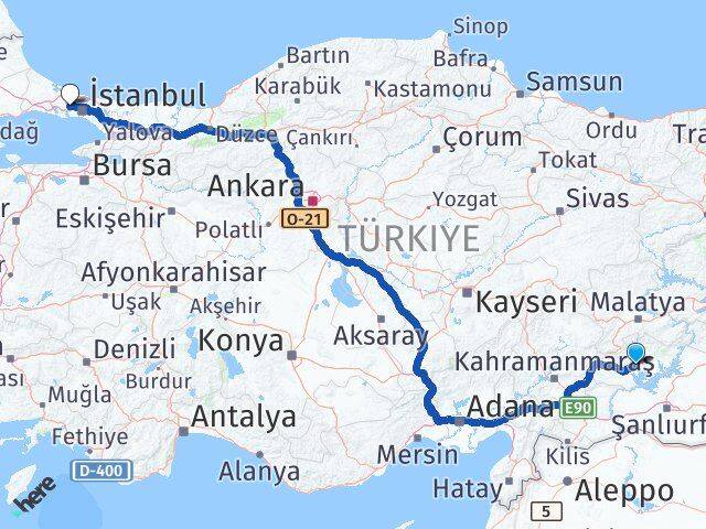 Adıyaman Başakşehir İstanbul Arası Kaç Km - Yol Haritası