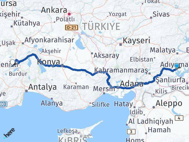 Adıyaman Başmakçı Afyonkarahisar Arası Kaç Km - Yol Haritası
