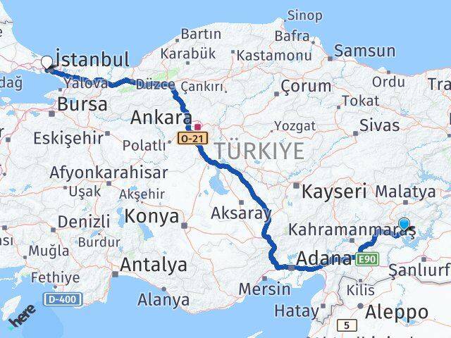 Adıyaman Bayrampaşa İstanbul Arası Kaç Km - Yol Haritası