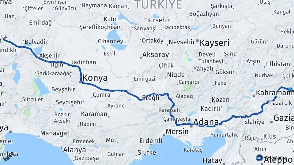 Adıyaman Besni Afyonkarahisar Arası Kaç Km - Yol Haritası