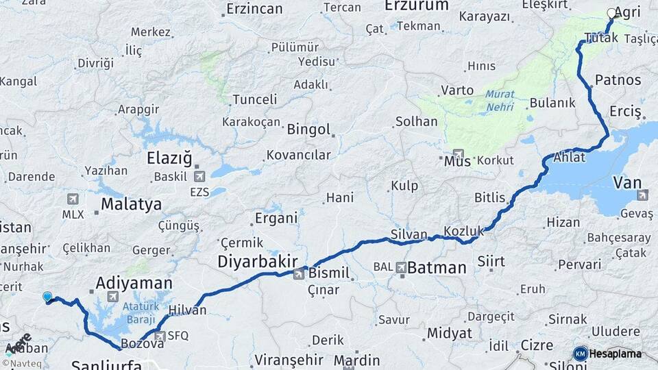 Adıyaman Besni Ağrı Arası Kaç Km - Yol Haritası