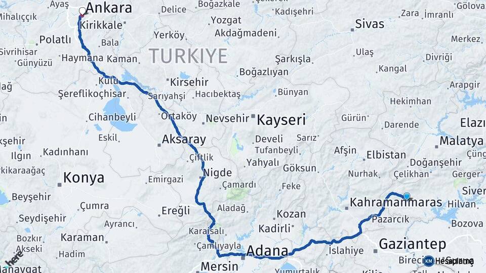 Adıyaman Besni Ankara Arası Kaç Km - Yol Haritası