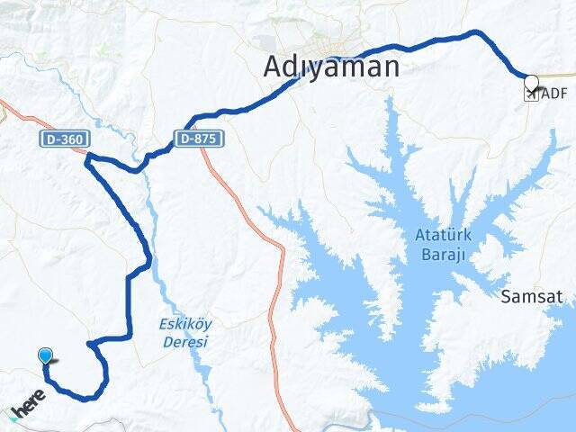 Çomak Adıyaman Havalimanı Arası Kaç Km - Yol Tarifi