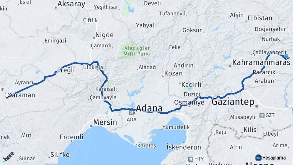 Adıyaman Besni Karaman Arası Kaç Km - Yol Haritası