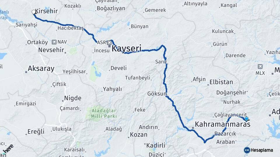 Adıyaman Besni Kırşehir Arası Kaç Km - Yol Haritası