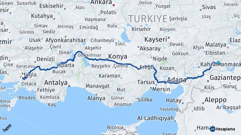 Adıyaman Besni Muğla Arası Kaç Km - Yol Haritası