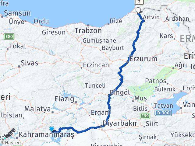 Adıyaman Borçka Artvin Arası Kaç Km - Yol Haritası