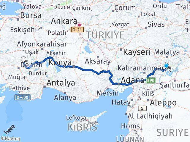 Adıyaman Çal Denizli Arası Kaç Km - Yol Haritası