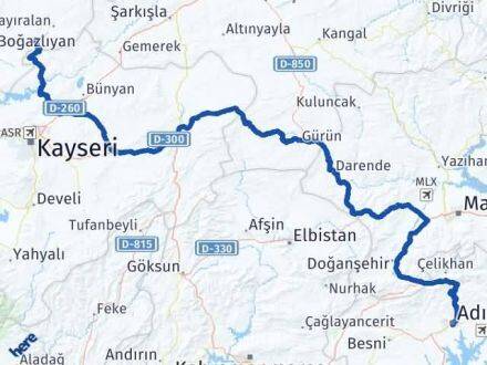 Adıyaman Çandır Yozgat Arası Kaç Km - Yol Haritası