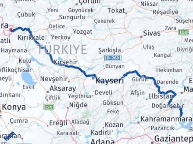Adıyaman Çankaya Ankara Arası Kaç Km - Yol Haritası
