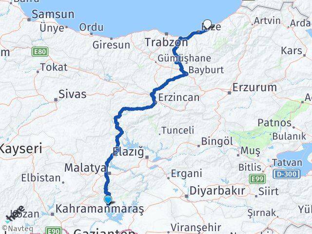 Adıyaman Çayeli Rize Arası Kaç Km - Yol Haritası