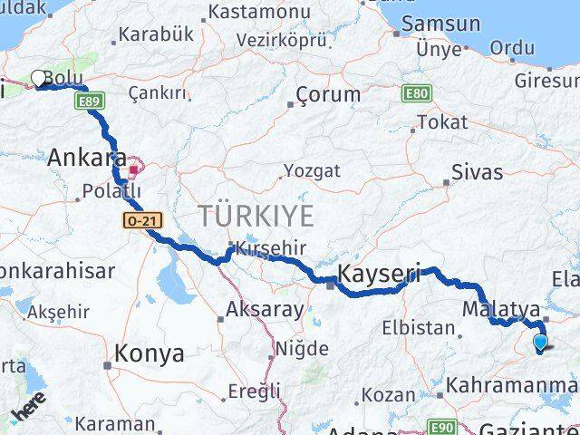 Çelikhan Bolu Arası Kaç Km - Yol Tarifi