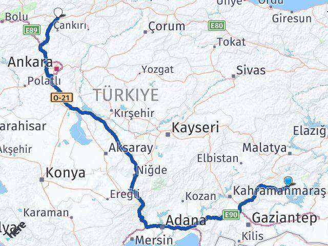 Adıyaman Çerkeş Çankırı Arası Kaç Km - Yol Haritası