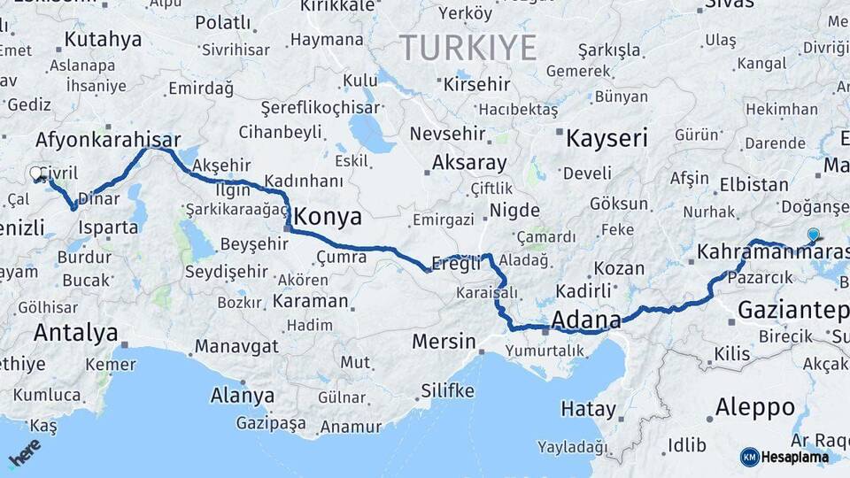 Adıyaman Çivril Denizli Arası Kaç Km - Yol Haritası