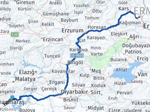 Adıyaman Digor Kars Arası Kaç Km - Yol Haritası