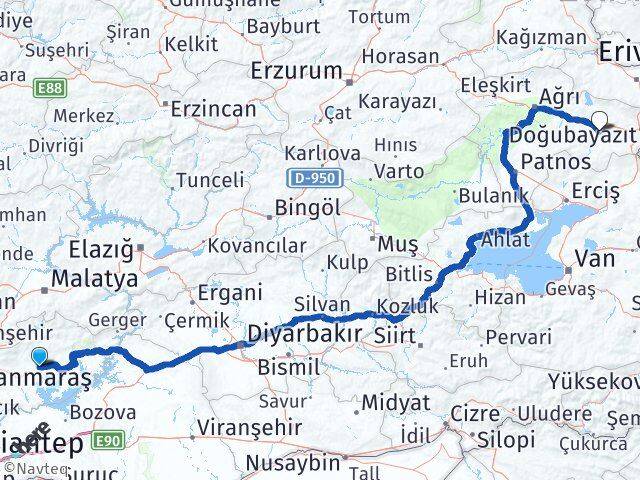 Adıyaman Diyadin Ağrı Arası Kaç Km - Yol Haritası