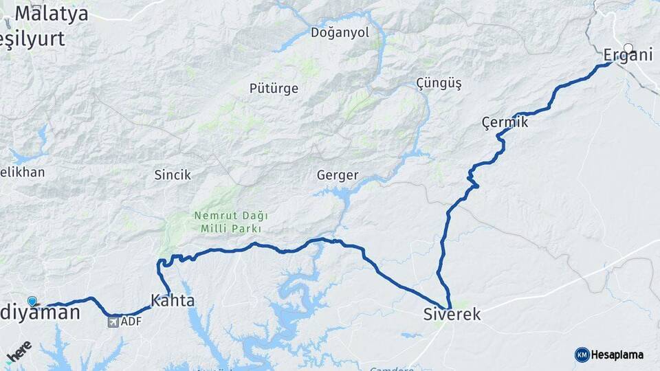 Adıyaman Ergani Diyarbakır Arası Kaç Km - Yol Haritası
