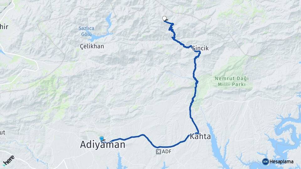 Adıyaman Geçitli Sincik Arası Kaç Km - Yol Haritası